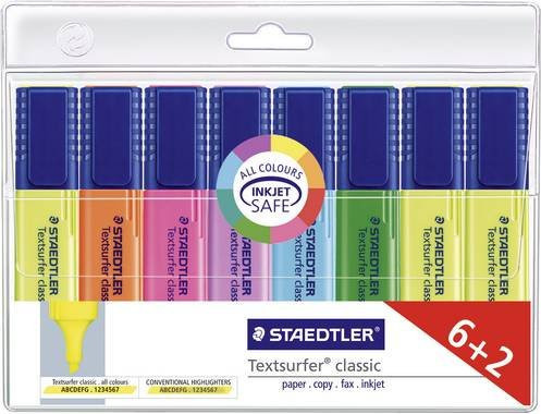 Staedtler Textsurfer Classic Textmarker Set, 8er-Pack, Multicolor, Keilspitze, nachfüllbar - Bild 1