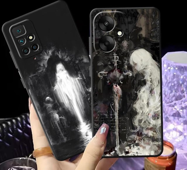 Weiche Handyhülle für Xiaomi Redmi 10 A1 A2 Plus 14C A4 K40 K80 Pro A3 9 13C 12C A5 mit Schwert und weißem Haar Hexe in Weiß - Bild 1