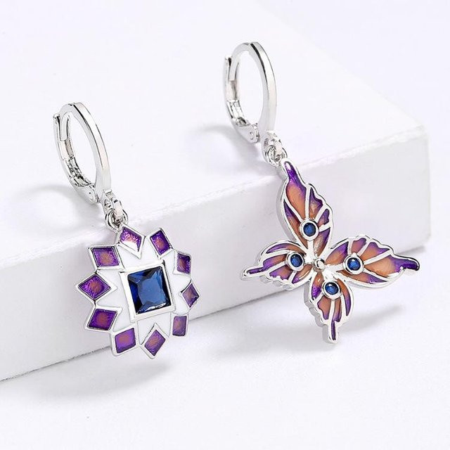 YIRAN Jewelry Schmuckset, Schmetterlingsblume Emaille, Kupfer, Silber, Damen - Bild 1