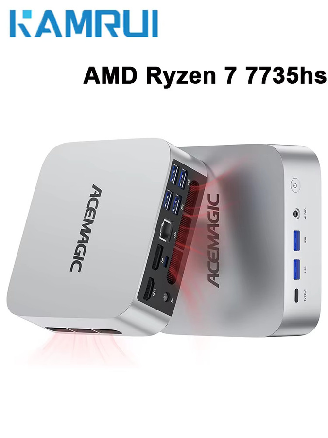 KAMRUI Mini-PC mit AMD Ryzen 7 7735HS, 24GB LPDDR5, 512GB NVMe PCIe3.0 SSD, WiFi 6 und Radeon Grafik, Silber - Bild 5