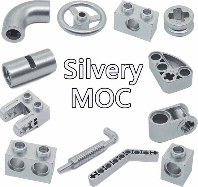 GUDUOLA MOC Baustein Silber Kleine Partikel Puzzle, Zubehör, Grau, Kunststoff - Bild 1