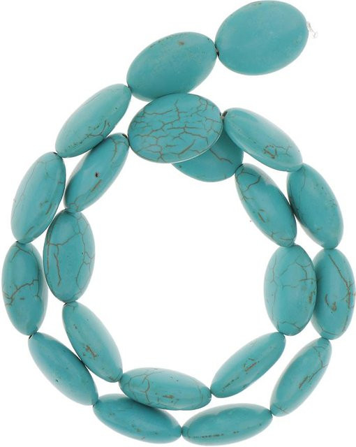 Edelsteinperlen, Türkisfarben, oval, flach, 39,9 cm - Bild 1