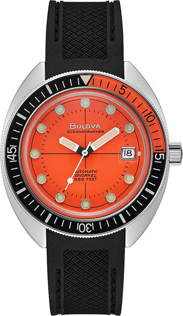 Bulova Oceanographer Automatik Herrenuhr, Edelstahl, 41 mm, Silikon, Orange, 20 ATM - Bild 1