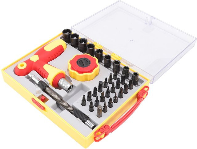 34-teiliges Ratschenschraubendreher-Set von OutsideWorld aus Stahl in Schwarz und Gelb inklusive Verlängerungsstange für Reparaturarbeiten an Haushaltsgeräten - Bild 1