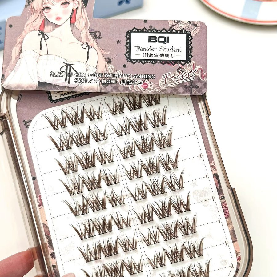 BQI Falsche Wimpern, braun, selbstklebend, Unisex - Bild 5