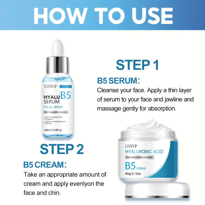 GSW Vitamin B5 Feuchtigkeitscreme und Serum Set mit Panthenol, 60ml+60g - Bild 3