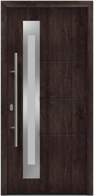 EcoStar Haustür Isopro IP 780S in Eiche Dunkel mit Glaseinsatz, B/H: 110 x 210 cm, DIN Links - Bild 1