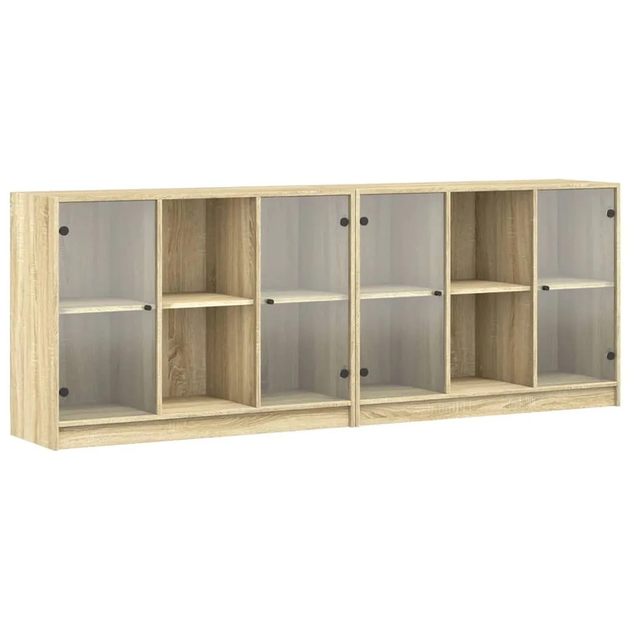 vidaXL Bücherschrank mit Glastüren in Sonoma-Eiche, B/T/H: 204 x 37 x 75 cm - Bild 2