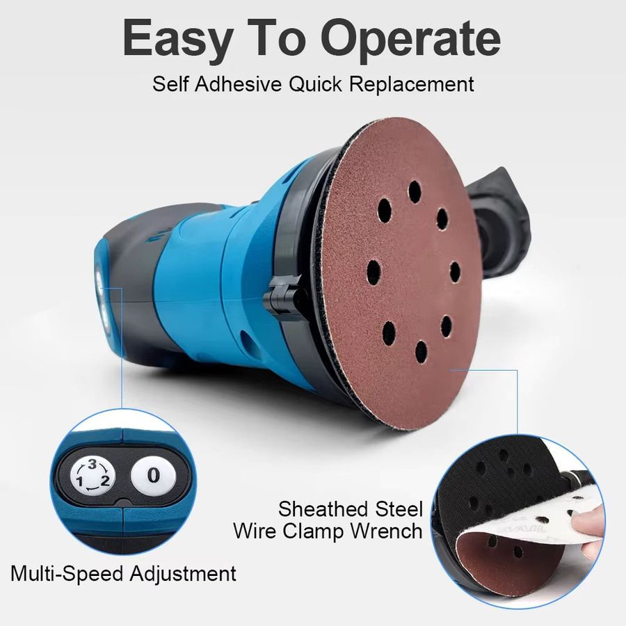 Makita Akku-Exzenterschleifer 125 mm für Holz und Metall zum Polieren und Schleifen - Bild 5
