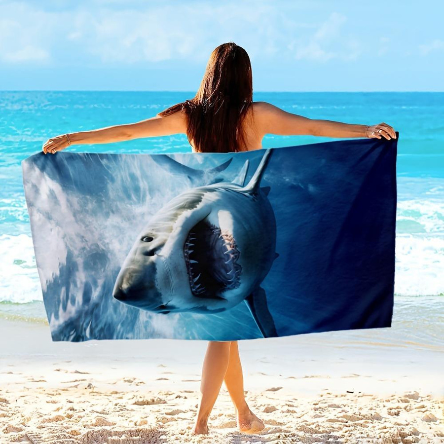 Strandtuch Ka Chen Muda im Haifisch-Design, Farbe: Weiß, B: 40 cm, H: 60 cm - Bild 4