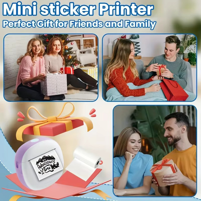 HIOHYU Tragbarer Thermoetikettendrucker, Kabelloser Mini-Drucker mit 203dpi HD-Druck für Notizen, Quittungen und Journaling - Bild 2
