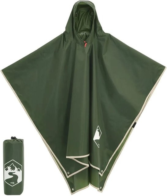 vidaXL Regenponcho mit Kapuze im 2-in-1-Design, Grün, B/T: 223 x 145 cm - Bild 1