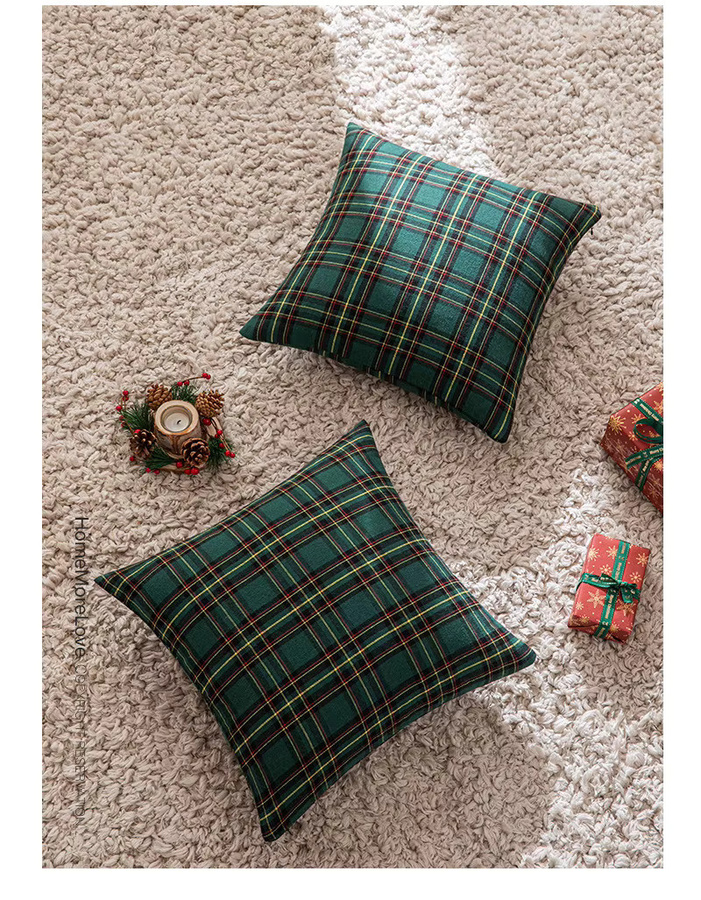 2er-Set inyahome Weihnachts-Kissenbezüge mit Büffelkaro-Muster in Rot und Grün aus Polyester für deine Bauernhaus-Dekoration - Bild 6