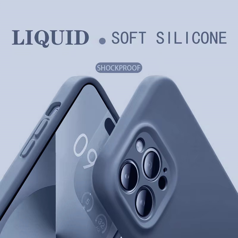 LYYDFUMAN Flüssigsilikon Handyhülle mit Kamera-Schutz für iPhone 11 bis iPhone 17 Pro Max Plus Mini in Schwarz oder Blau - Bild 1