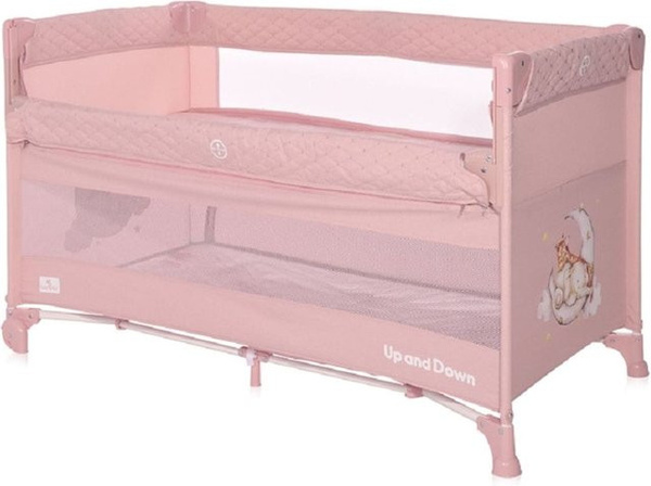 Lorelli Baby Reisebett Up´n Down mit 2 Ebenen und Rädern in Rosa