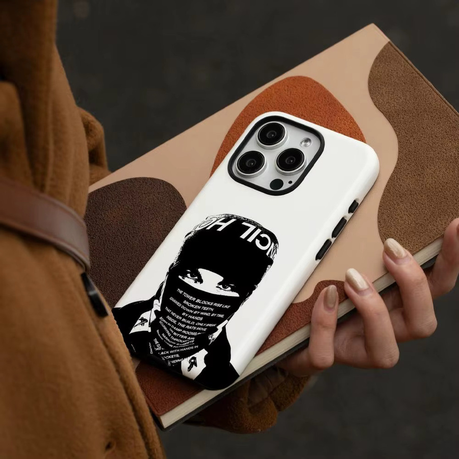 E-EsDeeKid Rebel Handyhülle für iPhone 17 16 15 14 13 12 Pro Max Plus, glänzende HD-Doppelschicht-Flüssigkeitshartschale in Weiß - Bild 2