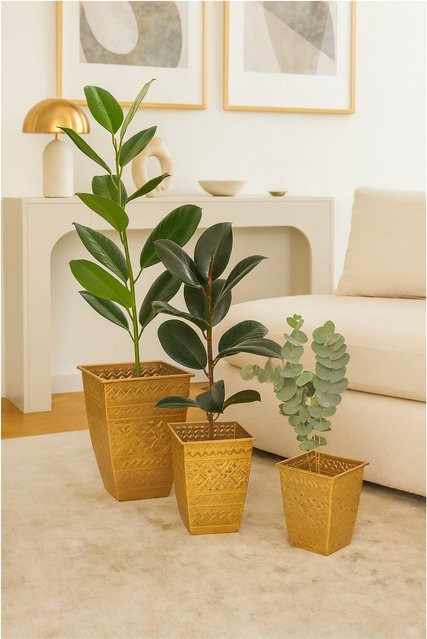 Blumentopf-Set Hannes 3tlg. von möbel direkt online in Goldfarben - Bild 1