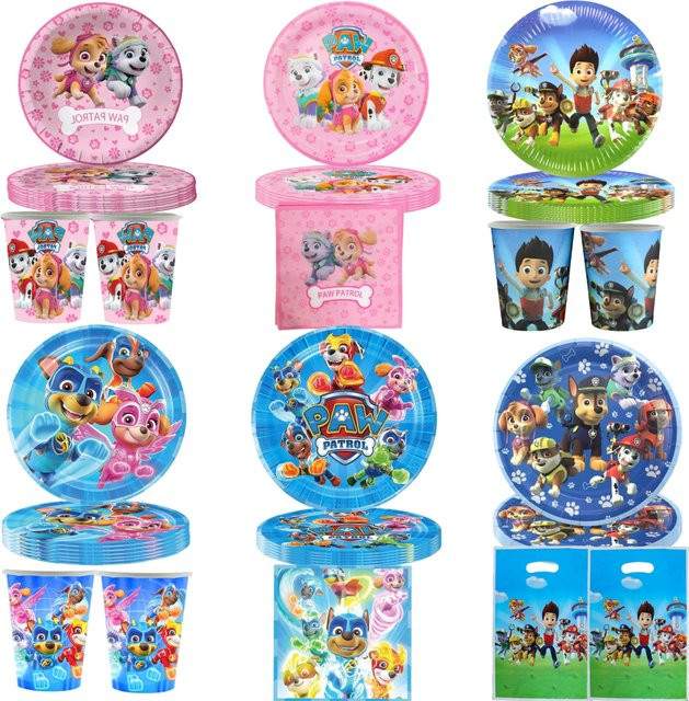 Paw Patrol Geburtstagsparty-Dekoration, Einweggeschirr, Tischdecke, Tasse, Teller, Serviette, Hundegeschenktüte, Zubehör - Bild 1