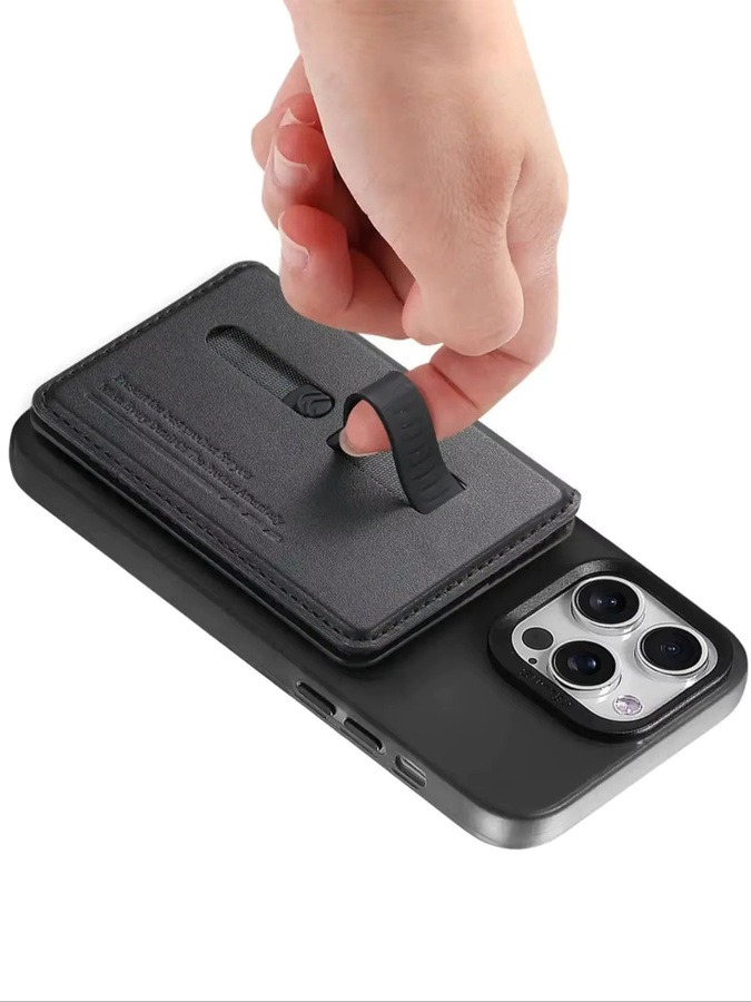 Magnetische Leder-Geldbörse mit integriertem Ständer und Kartenhalter für MagSafe kompatible iPhones in Schwarz, Grau oder Braun - Bild 6