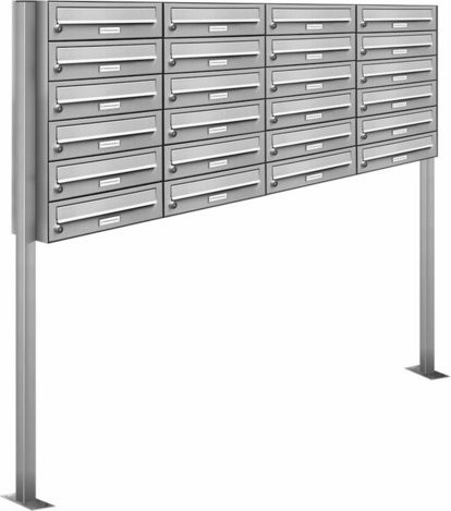 AL Briefkasten für 24 Parteien, freistehendes Briefkasten-System in Silber, B/H/T: 153,327 x 150,0 x 27,5 cm - Bild 1