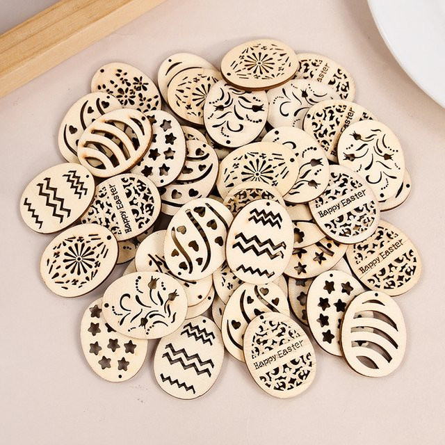 ZQNYCY Holz-Ostereier zum Selbergestalten, bunte Holz-Anhänger für DIY-Bastelarbeiten und Osterdekoration, Durchmesser: 4 cm - Bild 1