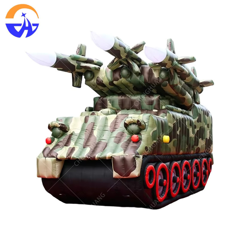 Großes aufblasbares Panzermodell aus Oxford-Gewebe mit Gebläse in Grün und Multicolour für Erwachsene - Bild 2