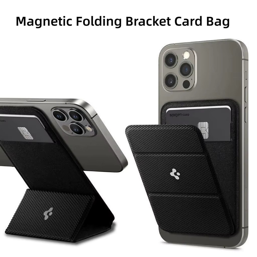 Spigen Magnetische Falten-Brieftasche mit Kartenhalter und Ständer für iPhone 11 bis iPhone 17 Pro Max, kompatibel mit MagSafe, in Schwarz oder Rot - Bild 3