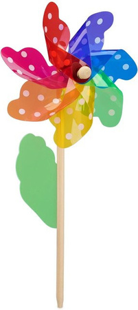 Relaxdays Windrad 2er Set aus Holz und PP in Bunt, H x B x T: 38,5 x 18 x 9 cm
