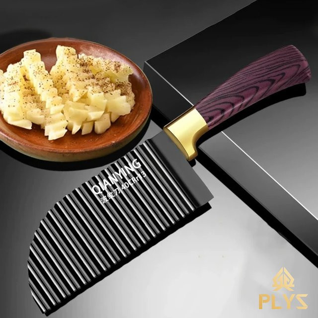 PLYS Welliges Gemüsemesser aus Edelstahl in Schwarz für Pommes Frites und Kartoffeln - Bild 1