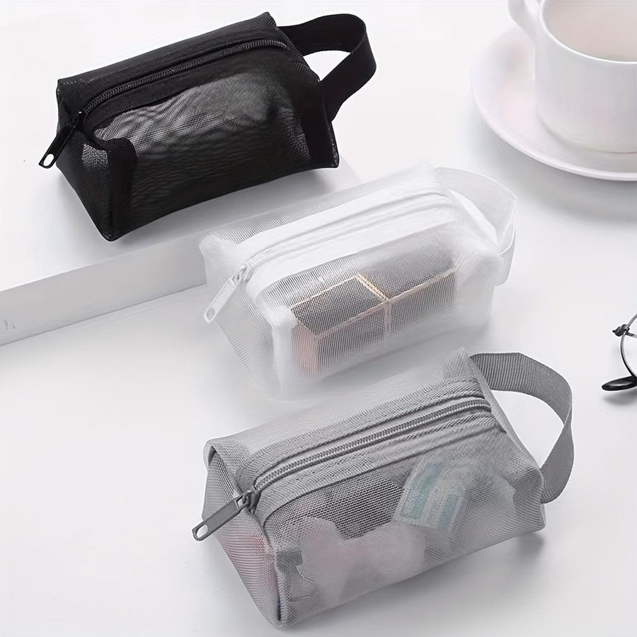 Transparente Tragbare Aufbewahrungstasche mit Reißverschluss für Kopfhörer, Schlüssel, Münzen und Kosmetik, Maschinenwaschbar, 1 Stück - Bild 2