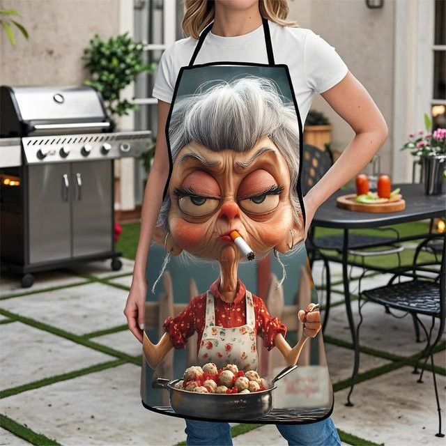 Humorvolle Küchenschürze im Oma-Design von ZZN aus langlebigem Polyester für Damen und Herren - Bild 1