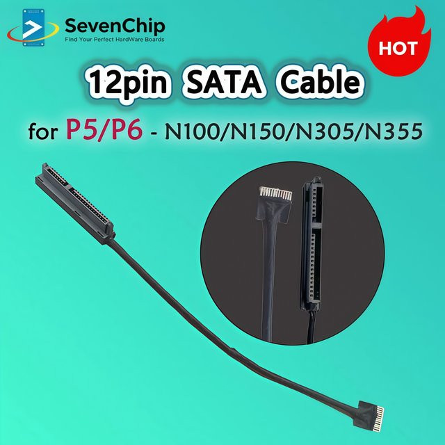 Sevenchip 12-poliges SATA-FPC-Kabel in Schwarz für X86-P5 / P6-N100/N150/N305/N355 Modelle - Bild 1