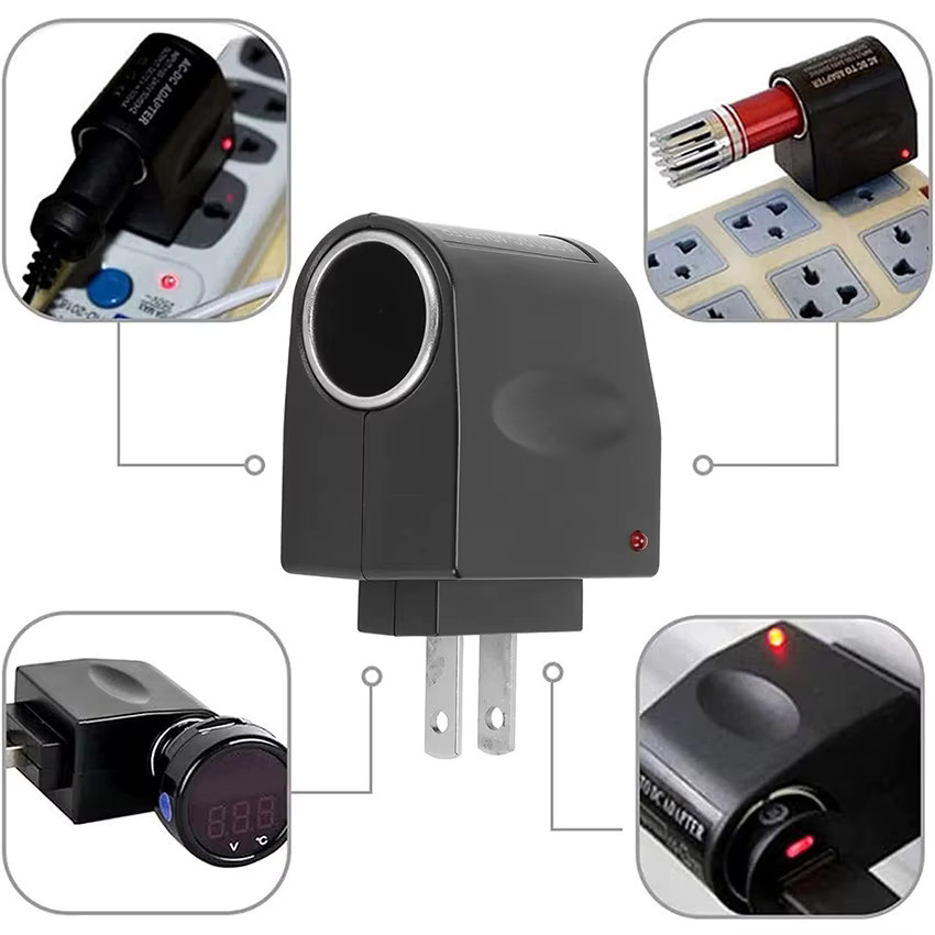 JCD Universal 220 V AC auf 12 V DC Auto Power Adapter Konverter mit Zigarettenanzünder-Buchse in Schwarz - Bild 4