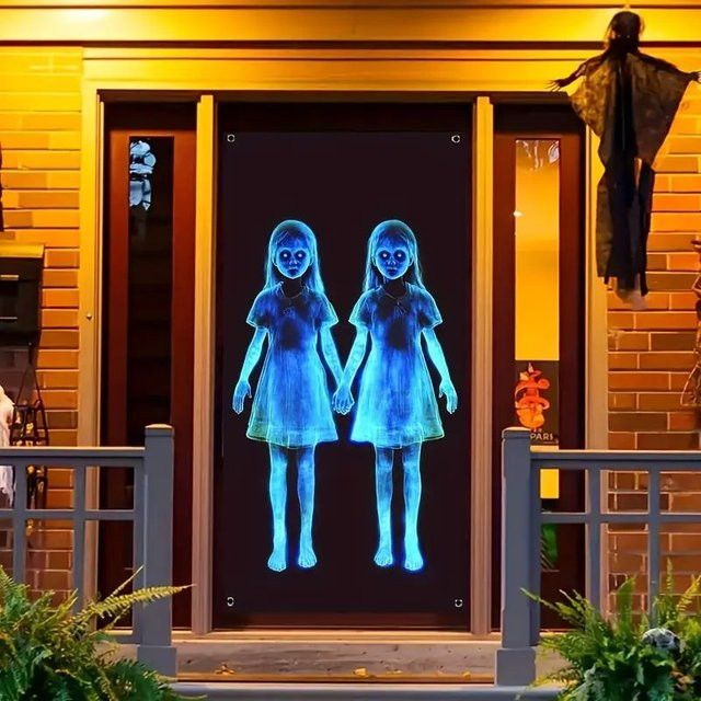 VIKAMA Halloween Wandteppich mit Geisterparty-Motiv für kleine Mädchen, schwarze Hintergrundwand zur Dekoration von Innenräumen und Außenbereichen - Bild 1