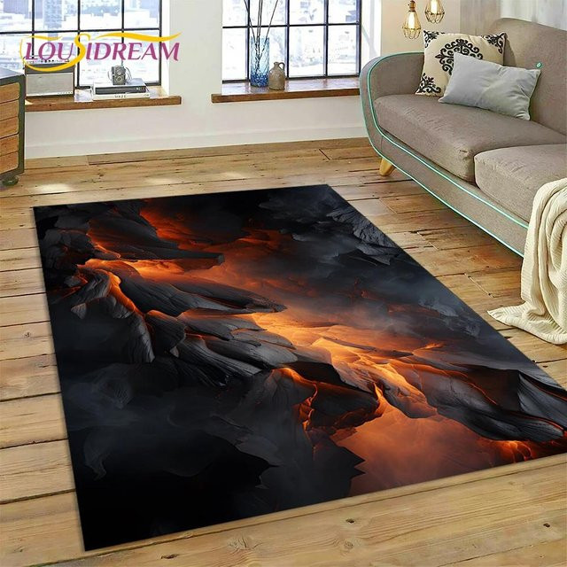 Karpetti Vulkan 3D Lava Magma Teppich, Schwarz, B/T: 120 x 80 cm - Bild 1