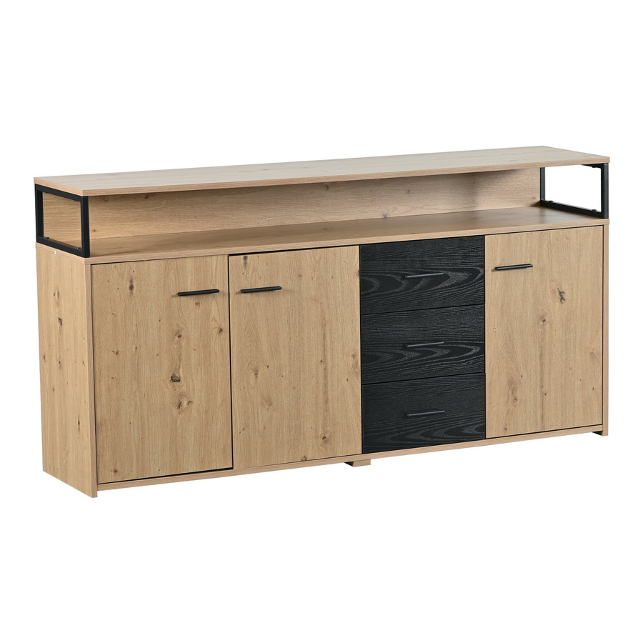 Aosom Sideboard im Industrial Design mit 3 Türen und 3 Schubladen, Schwarz und Natur, B/T/H: 150 x 35 x 75,9 cm - Bild 2