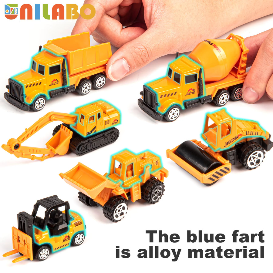 Unilabo 6 kleine Baufahrzeuge, Mini-LKW-Spielzeug, aus Legierung, 6-teiliges Set - Bild 4