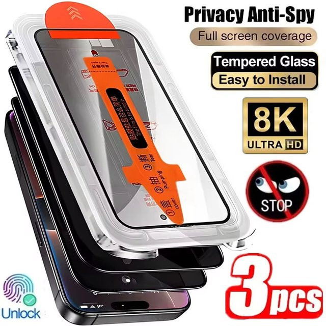 Sichtschutz-Displayschutzfolie aus gehärtetem Glas für Samsung Galaxy S26 Ultra S25 Plus S24 S23 S22 S21 S25 Edge, transparent - Bild 1