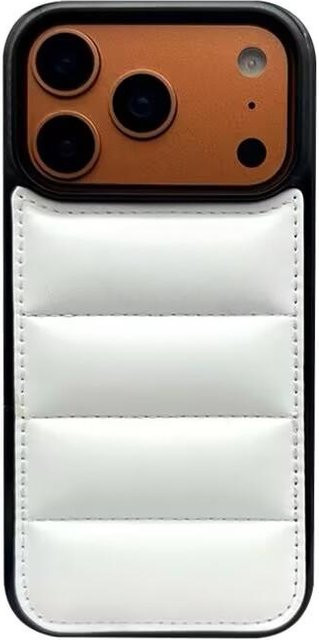 Luxus Daunenjacke Handyhülle aus weichem Silikon für iPhone 17 16 15 14 13 12 11 Pro Max Plus in Weiß - Bild 1