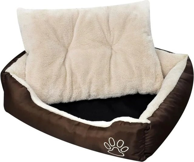 vidaXL Hundebett XXL in Braun und Beige aus PU-beschichtetem Oxford und Webpelz mit rutschfester Unterseite - Bild 1