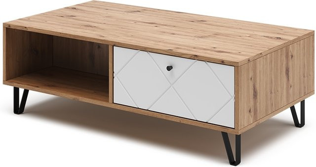 Vicco Couchtisch Nizza modern in Weiß mit Ablagen, B/T: 110 x 37 cm - Bild 1