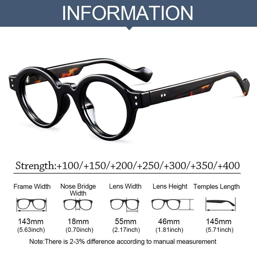 gootrades Lesebrille, Rund, Vollrand, Kunststoff, braun - Bild 2