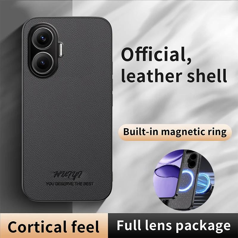 Xiaomi POCO F7 Business Leder Schutzhülle mit integriertem Magnet für Auto und Halterungen, Mattes Softcase in Schwarz - Bild 2