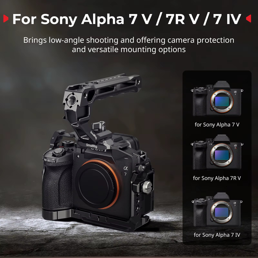 SmallRig A7 V Cage Kit für Sony Alpha 7 V, 7R V und 7 IV in Schwarz mit HDMI-Kabelklemme, Obergriff und Arca-Swiss-Schnellwechselplatte - Bild 2