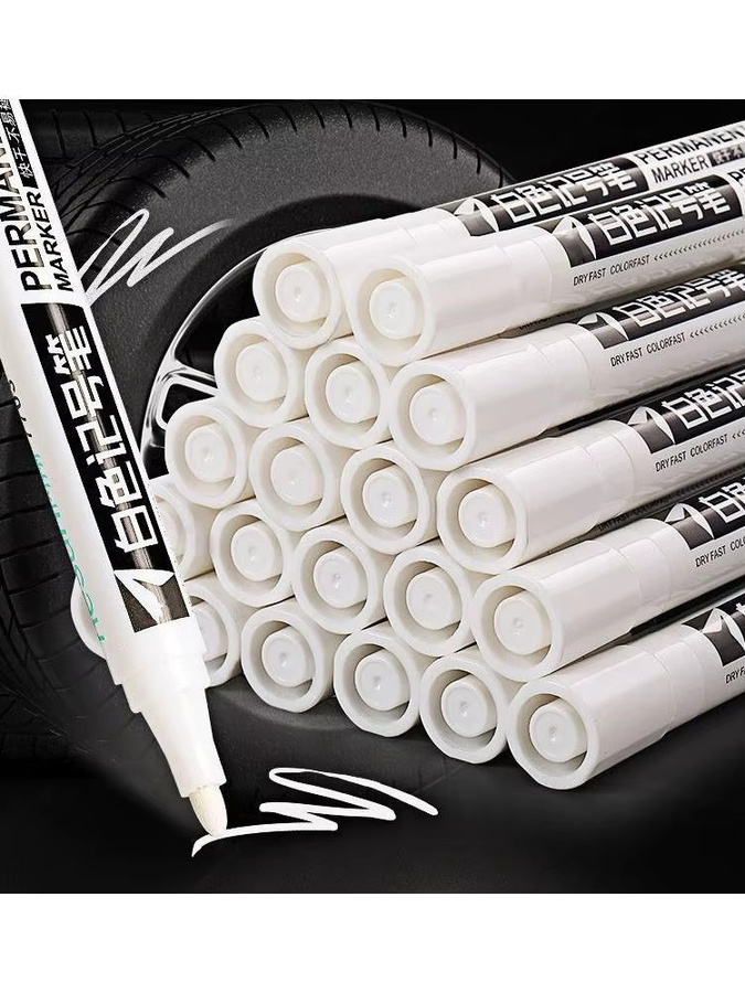 5er Set Permanent Marker in Weiß, wasserfeste Stifte für Reifen und DIY-Graffiti mit Bullet-Spitze - Bild 5