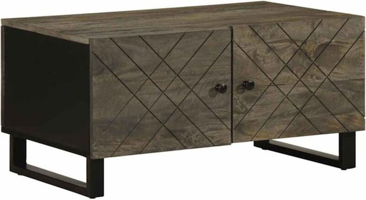 Vidaxl Couchtisch aus Massivholz Mango in Schwarz, Rechteckig, Industrial Style, B/T/H: 80 x 50 x 40 cm - Bild 1