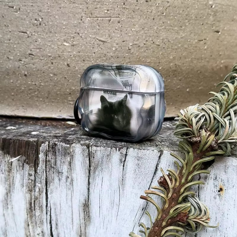 Schutzhülle mit Katzenmuster und Ring für Apple AirPods Pro, Pro 2 und Pro 3, transparent - Bild 4