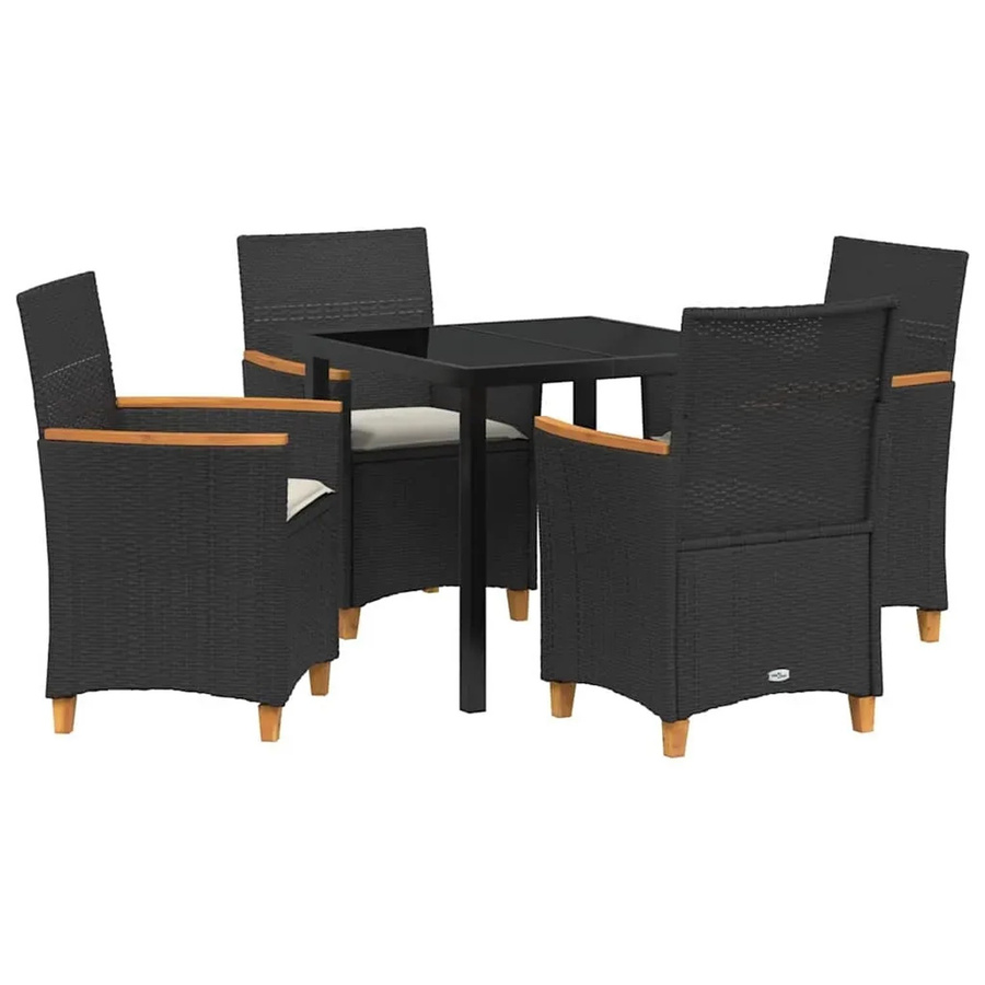 vidaXL Garten Essgruppe 5-teilig aus Poly-Rattan und Glas in Schwarz - Bild 2