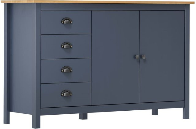 VD Home Furnishing Hill Sideboard aus massivem Kiefernholz in Grau, B/T/H: 130 x 40 x 80 cm - Bild 1