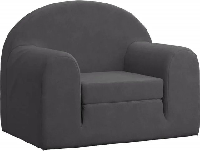 vidaXL Schlafsofa für Kinder in Anthrazit mit weichem Plüsch und Armlehnen - Bild 1
